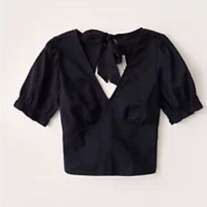 Abercrombie & Fitch Navy tie back blouse